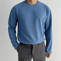 머시따 남성용 오버핏 엠보 링클프리 리버풀 긴팔 티셔츠