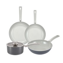 해피콜 인덕션 블리츠 IH 프라이팬 냄비 4종 세트, 챠콜그레이, 프라이팬 24cm + 28cm + 궁중팬 28cm + 한손 냄비 18cm