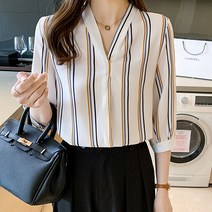 어썸풀 논카라 스트라이프 블라우스