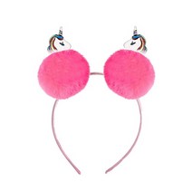 레인보우 유니콘 파티 머리띠, 핫핑크, 1개