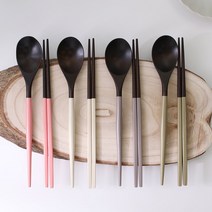 이우아여사 옻칠 파스텔컬러 나무수저 4종 세트, 튤립핑크, 라일락아이보리, 스노우그레이, 올리브그린, 숟가락 4종 + 젓가락 4종