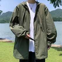 남성용 DM 지퍼 스트링 후드 바람막이