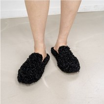 디아 여성용 라운드 뽀글이 양털 라인 발등 털슬리퍼