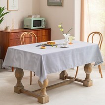 더플로우컴퍼니 간편하게 분위기 전환 깔끔한 스트라이프 식탁보, 네이비, 90 x 90 cm