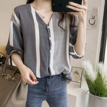 언헤브 루즈핏 스트라이프 셔츠