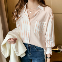 르엠마 여성용 가로 세로 포켓 빅사이즈 루즈핏 블라우스