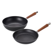 해피콜 인덕션 IH 그래핀 후라이팬 세트 B 2개, 프라이팬 28cm + 궁중팬 28cm, 블랙
