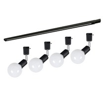 원하 레일 1m + LED 자유봉 4구 볼구 롱타입 전구색 세트, 블랙