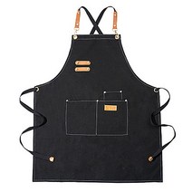 가죽 포인트 캔버스 작업복 앞치마 B, 블랙, 1개
