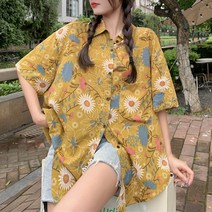 어썸풀 여성용 산티스 플라워 반팔 셔츠