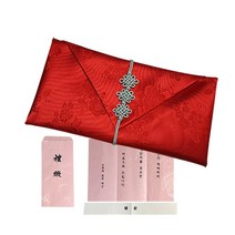 지성 현금예단 파우치형 매듭보자기 + 고급 예단봉투, 홍색, 1매
