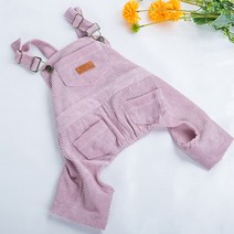 강아지 귀염뽀짝 코듀로이 작업복 멜빵바지, 핑크