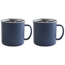 디유 상상앤드 2중 스텐 보온보냉 예쁜 까페 머그잔 430ml, 네이비, 2개