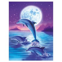 메이리앤 보석십자수 DIY 비즈공예 키트 30 x 40 cm, 0013.돌고래와 달, 1세트