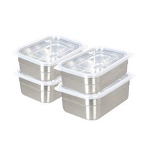 모노먼트 스텐 이지킵 직사각 밀폐용기 2종세트, 1세트, 5호 2p + 6호 2p