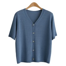 제니트 여성용 지프카사리 브이넥 반팔 베이직 가디건 g1097