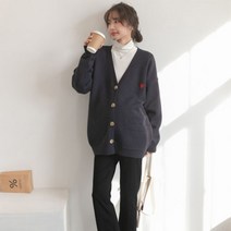 V넥 니트 가디건 임산부 재킷