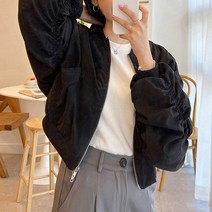 끌레느모네 여성용 보이시 세미오버핏 크롭 항공점퍼 자켓