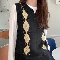 로미스토리 여성용 아가일 니트 베스트