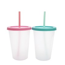아가프라 심쿵 빨대컵 400ml 2종 세트, 핑크, 민트, 2개