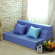 서광퍼니처 5단 고탄성 스펀지 접이식 매트리스 소파베드 일반형, 스카이블루