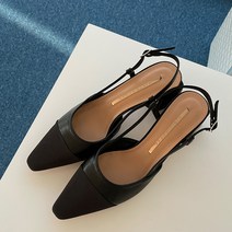 파이 여성용 앞코 배색 금장굽 슬링백 펌프스 4.5cm MT_5008