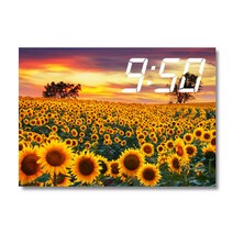 홈마인 캔버스 프린팅 액자 시리즈 LED 시계 해바라기 풍경 A3, 1