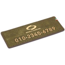 모런 푸에블로 가죽 주차번호판 A타입 르노삼성 11 x 4 cm, 골드 + 올리브그린, 1개