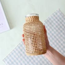 핸드메이드 내츄럴 라탄유리화병, 브라운