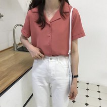 마더브띠 여성용 복고풍 데일리 반소매 셔츠