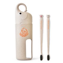 마켓A 휴대용 코끼리 양치컵 세트 베이지, 1세트