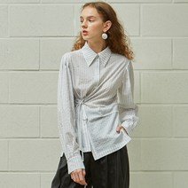 라이 여성용 랩핑 스트라이프 셔츠 I211B010