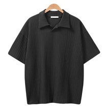 레이먼 남성용 티로 오버핏 주름 카라 반팔티