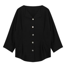 탱커스 오픈 카라 베이직 블라우스