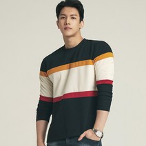 업클라스 남성용 컬러 배색 긴팔 티셔츠 a094