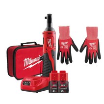 밀워키 12V 임팩트 라쳇 세트 M12 IR(M12 IR-202B) + 밀워키 장갑 M 48-22-8901, 1세트