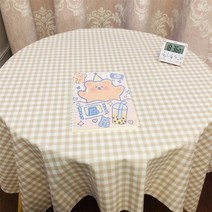 프랑온드 체크 모던 식탁보 테이블보 원형 캠핑 홈카페 식탁보, 카키, 60 x 90 cm