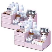 마켓플랜 멀티 화장품 정리함 핑크 대형, 2개