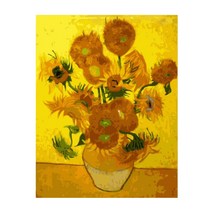 리빙듀오 DIY 유화그리기 40 x 50 cm, A-105 꽃병에 15 해바라기