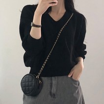 여성용 세미 크롭 울 니트