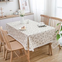 마켓에이 코튼정원 린넨 태슬 식탁보, 데이지데이, 140 x 300 cm