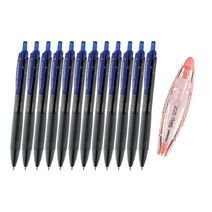 모나미 FX ZETA 1.0 볼펜 12p + 노크식 수정테이프 SWIP 세트, 블루(볼펜), 랜덤발송(수정테이프), 1세트