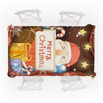 호호호 산타클로스 해피 크리스마스 테이블커버 식탁보, 타입B, 90 x 90 cm