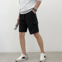 가비진 남성용 이지 스판 면 밴딩 카고 5부 반바지