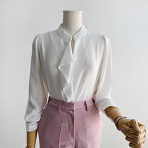 끌레느모네 여성용 플레밍 진주 프릴 블라우스
