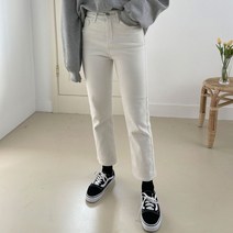 플랜데이 여성용 깔끔 스판 기모 일자핏 코튼 면 팬츠