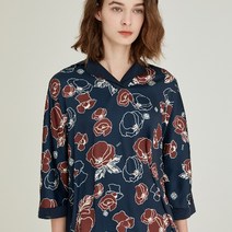 닥스 여성용 레이디스 소재배색 7부 소매 카라 긴팔 티셔츠 DLTS1BH35