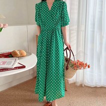 앤드스타일 여성용 스몰도트 포켓 롱 원피스 260758