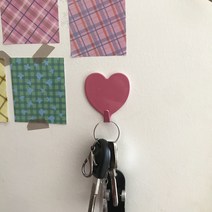 하트 모양 부착식 벽 후크 걸이, 핑크, 20개