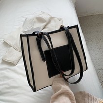 모던 포켓 페이크 레더 토트 숄더백 PRD11457
